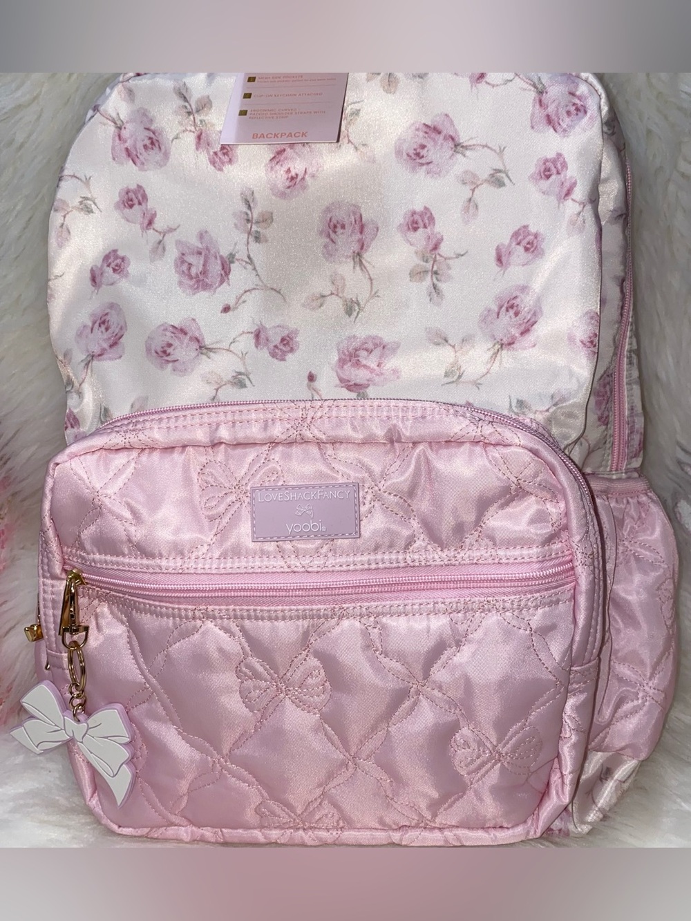 LoveShackFancy x Target - Yoobi Ribbon Rosa Backpack Sterling Dusk New